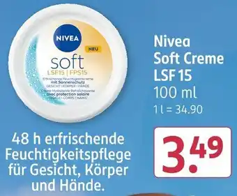 Rossmann Nivea Soft Creme LSF 15 Angebot
