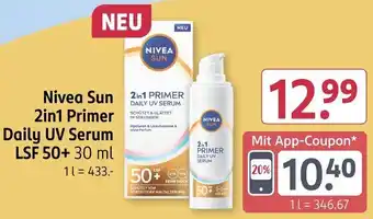 Rossmann Nivea Sun 2in1 Primer Daily UV Serum LSF 50+ Angebot