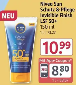 Rossmann Nivea Sun Schutz & Pflege Invisible Finish LSF 50+ Angebot