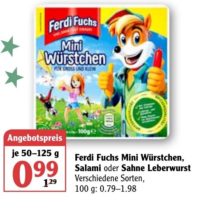 Ferdi Fuchs Mini Würstchen, Salami oder Sahne Leberwurst 100g / 50125g