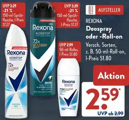 Aldi Süd REXONA Deospray oder Roll-on Angebot