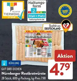 Aldi Süd GUT DREI EICHEN Nürnberger Rostbratwürste Angebot