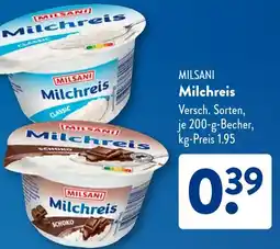 Aldi Süd MILSANI Milchreis Angebot