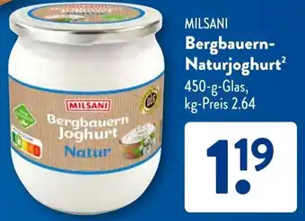 Aldi Süd MILSANI Bergbauern Naturjoghurt Angebot