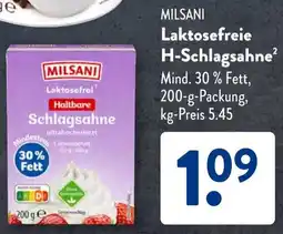 Aldi Süd MILSANI Laktosefreie H-Schlagsahne Angebot