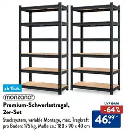Aldi Süd Monzana Premium-Schwerlastregal, 2er-Set Angebot