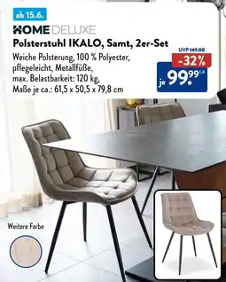 Aldi Süd HOME DELUXE Polsterstuhl IKALO, Samt, 2er-Set Angebot