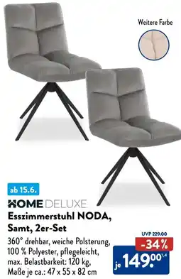 Aldi Süd HOME DELUXE Esszimmerstuhl NODA, Samt, 2er-Set Angebot