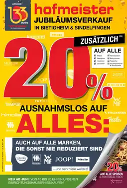 Hofmeister 20% rabatt Angebot