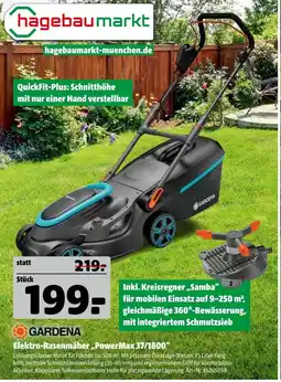 Hagebau Gardena elektro-rasenmäher „powermax 37/1800“ Angebot