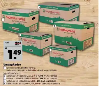 Hagebau Hagebaumarkt umzugskarton größe s oder größe m oder größe l oder größe xl oder größe xxl Angebot