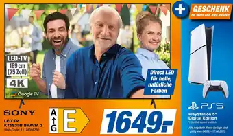 Expert SONY LED TV K75S39B BRAVIA 3 Angebot