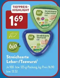 Aldi Süd Streichzarte Leber-/Teewurst Angebot