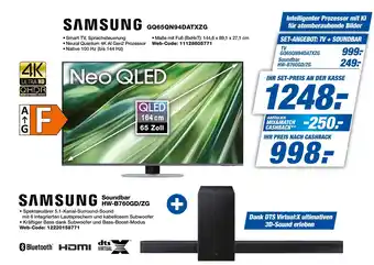 Expert Samsung gq65qn94datxzg + soundbar hw-b760gd/zg Angebot