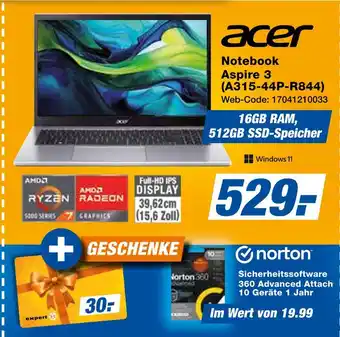 Expert Acer notebook aspire 3 (a315-44p-r844) Angebot