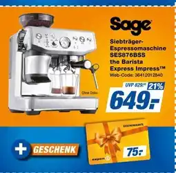Expert Sage siebträger-espressomaschine ses876bss the barista express impress Angebot