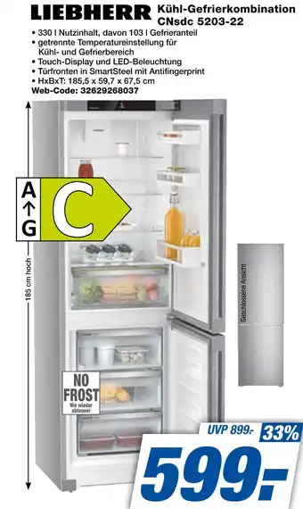Expert Liebherr kühl-gefrierkombination cnsdc 5203-22 Angebot
