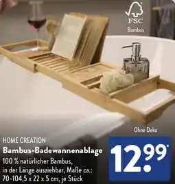 Aldi Süd HOME CREATION Bambus-Badewannenablage Angebot