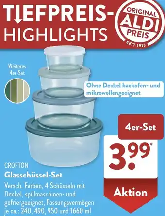 Aldi Süd CROFTON Glasschüssel-Set Angebot
