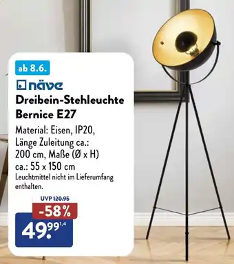 Aldi Süd Näve Dreibein-Stehleuchte Bernice E27 Angebot