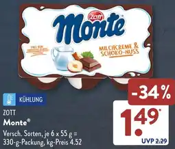 Aldi Süd ZOTT Monte Angebot