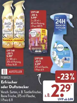 Aldi Süd FEBREZE Erfrischer oder Duftstecker Angebot