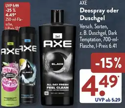 Aldi Süd AXE Deospray oder Duschgel Angebot