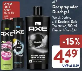 Aldi Süd AXE Deospray oder Duschgel Angebot