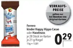 CITTI Markt Ferrero kinder Happy Hippo Cacao oder Haselnuss Angebot