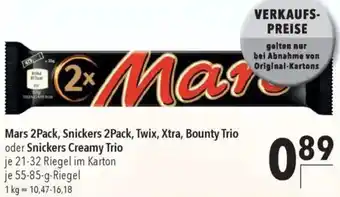 CITTI Markt Mars 2Pack, Snickers 2Pack, Twix, Xtra, Bounty Trio oder Snickers Creamy Trio Angebot