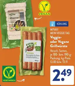 Aldi Süd MYVAY/ MEIN VEGGIE TAG Veggie oder Vegane Grillwürste Angebot
