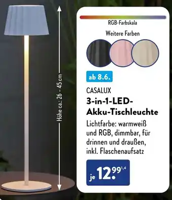 Aldi Süd CASALUX 3-in-1-LED Akku-Tischleuchte Angebot