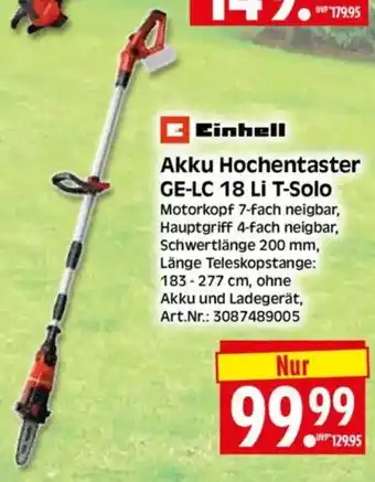 Edeka Herkules Einhell Akku Hochentaster GE-LC 18 Li T-Solo Angebot