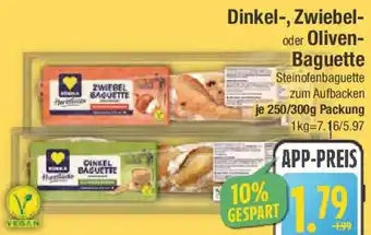 E-Center EDEKA Herzstücke Dinkel-, Zwiebel- oder Oliven Baguette Angebot