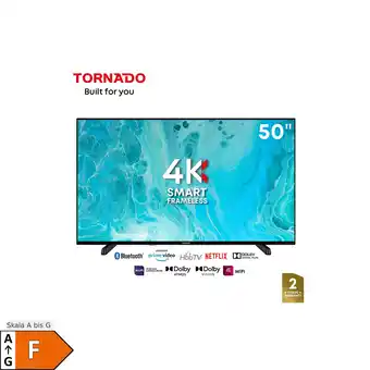 Netto Marken-Discount Tornado LINUX Smart TV 50 Zoll 4K Ultra HD, Rahmenlos, mit integriertem Receiver Angebot