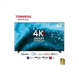 Netto Marken-Discount Tornado LINUX Smart TV 65 Zoll 4K Ultra HD, Rahmenlos, mit integriertem Receiver Angebot