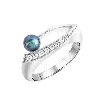 Netto Marken-Discount Zeeme Pearls Ring Silber 925 rhodiniert mit schwarzer Perle & Zirkonia weiß Angebot