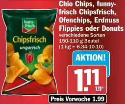Hit Chio Chips, funny-frisch Chipsfrisch, Ofenchips, Erdnuss Flippies oder Donuts Angebot