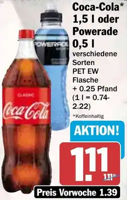 Hit Coca-Cola oder Powerade Angebot