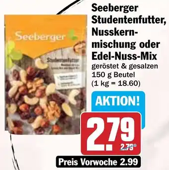 Hit Seeberger Studentenfutter, Nusskernmischung oder Edel-Nuss-Mix Angebot