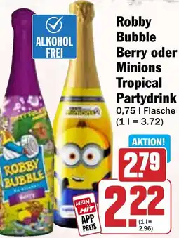 Hit Robby Bubble Berry oder Minions Tropical Partydrink Angebot
