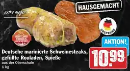 Hit Deutsche marinierte Schweinesteaks, gefüllte Rouladen, Spieße Angebot