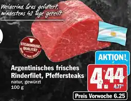 Hit Argentinisches frisches Rinderfilet, Pfeffersteaks Angebot