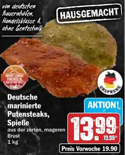 Hit Deutsche marinierte Putensteaks, Spieße Angebot