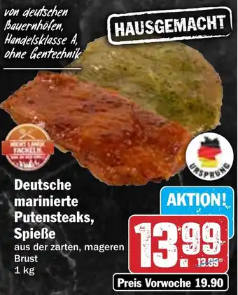 Hit Deutsche marinierte Putensteaks, Spieße Angebot