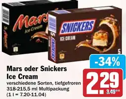 Hit Mars oder Snickers Ice Cream Angebot