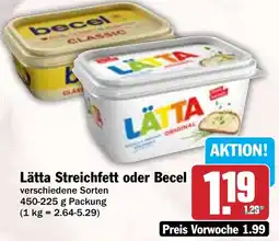 Hit Lätta Streichfett oder Becel Angebot