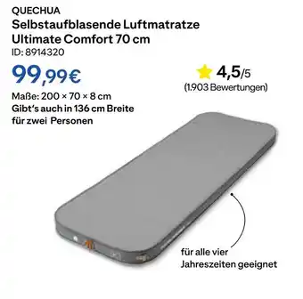 Decathlon Quechua selbstaufblasende luftmatratze ultimate comfort 70 cm Angebot