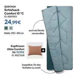 Decathlon Quechua schlafsack comfort 10 °c oder kopfkissen ultim comfort Angebot