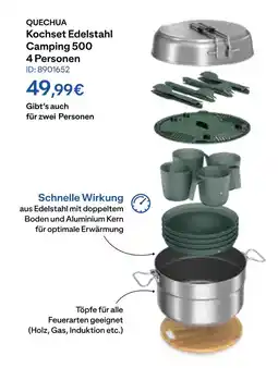 Decathlon Quechua kochset edelstahl camping 500 4 personen Angebot